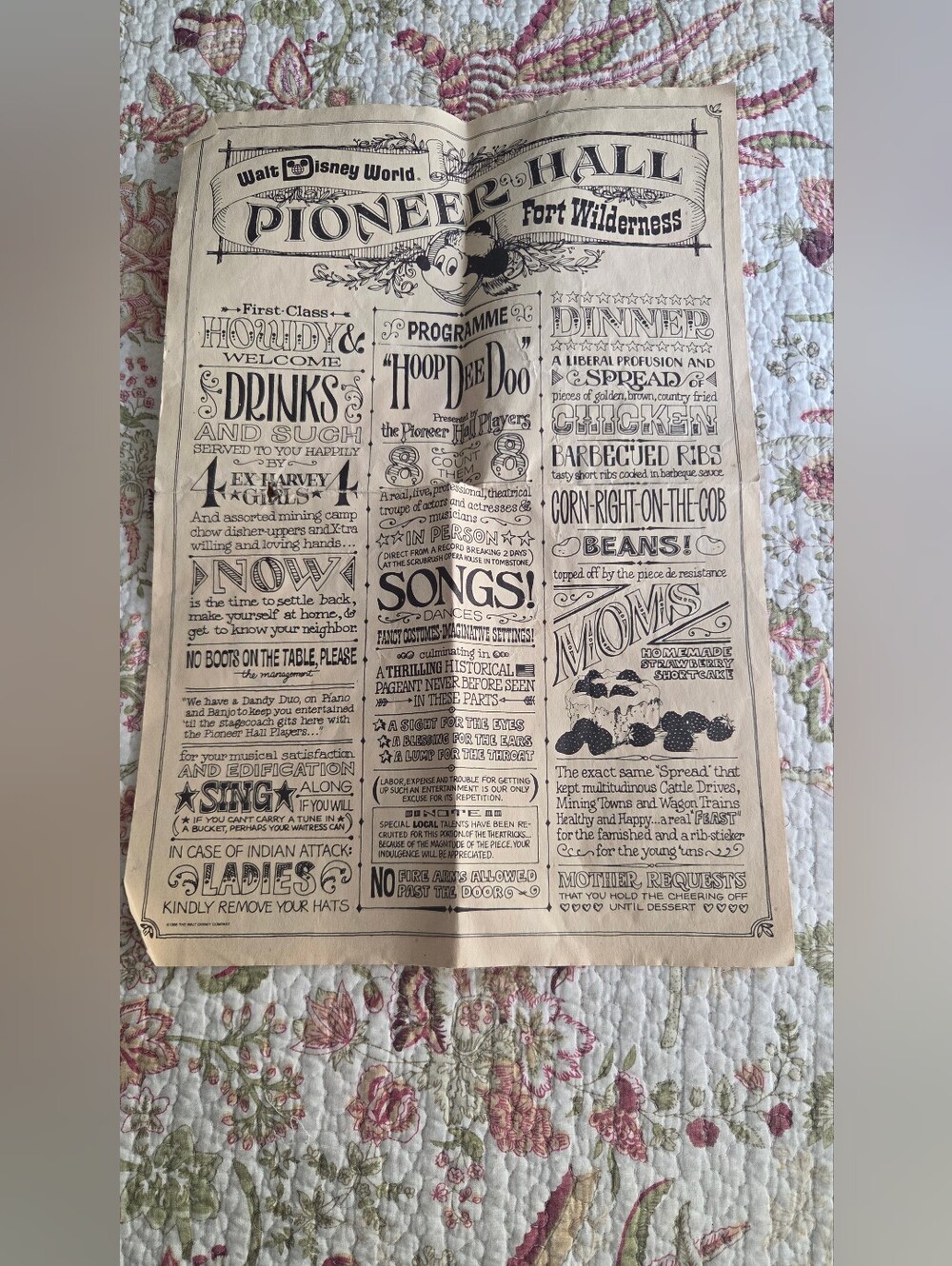 Disney Pioneer Hall Fort Wilderness Vintage Poster - Beige & Black